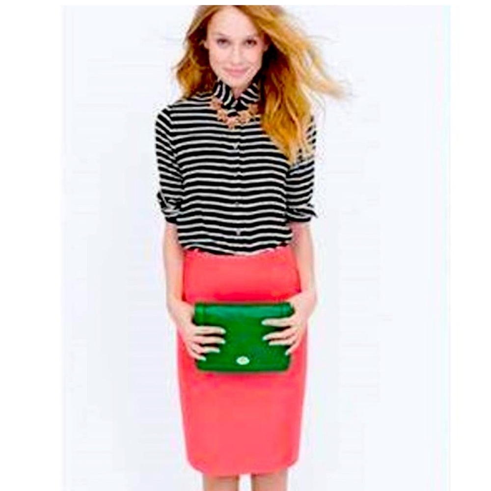 J crew no 2 pencil skirt coral sz 10